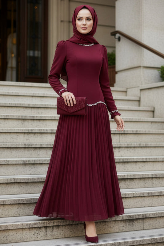 Royal Low Waist Dress - Maroon
