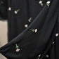 Floral Embroidered Chiffon Abaya with Matching Hijab - Black