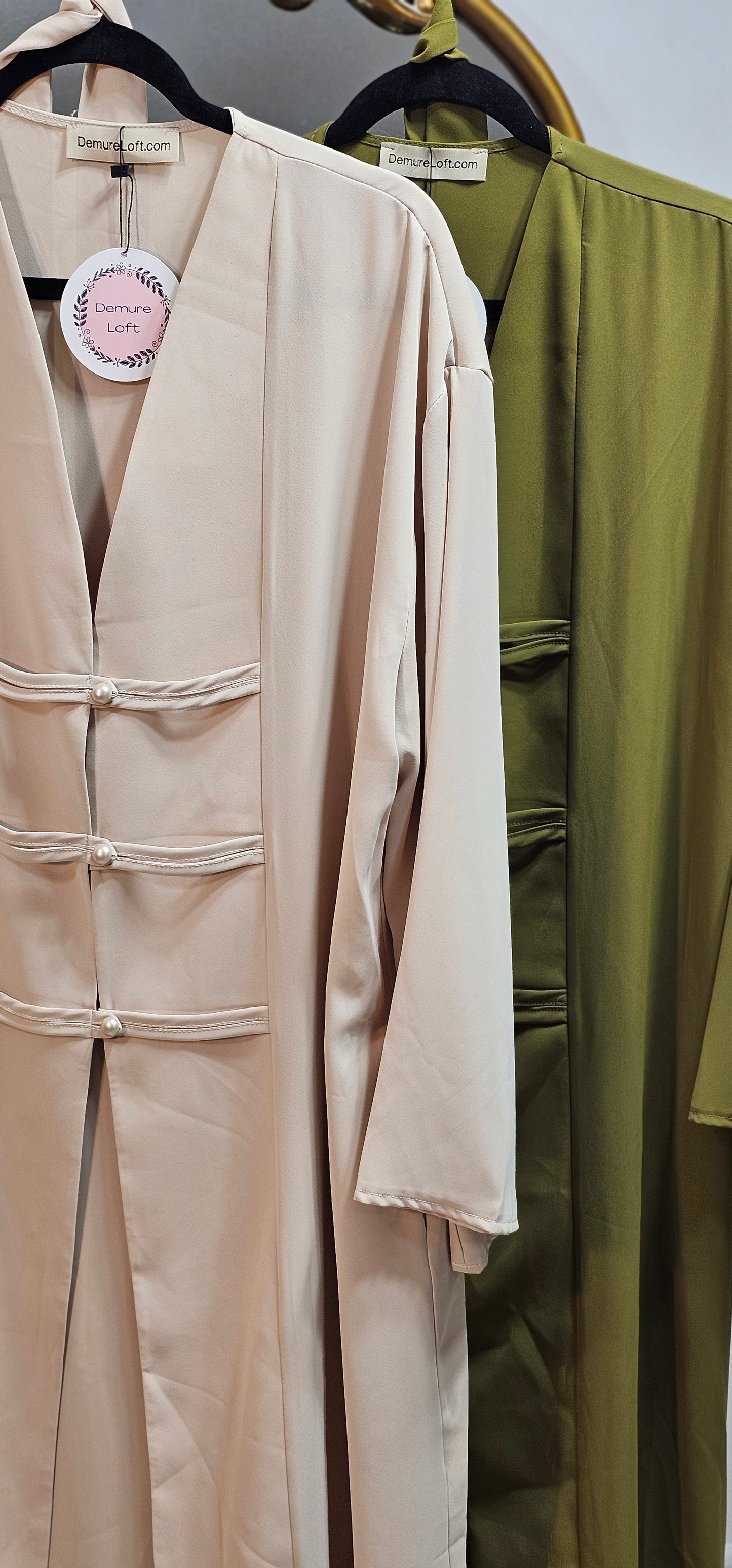 Fancy Elegant Open Abaya - Cream