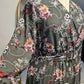 Tiered Floral Faux Wrap Dress - Olive