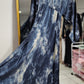 Abstract Water Color Satin Dress - Dark