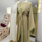Faux Wrap Gold Brooch Maxi Dress - White