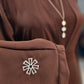 Delicate Floral Embroidered 2 PC Abaya - Rich Brown
