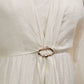 Faux Wrap Gold Brooch Maxi Dress - White