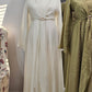 Faux Wrap Gold Brooch Maxi Dress - White