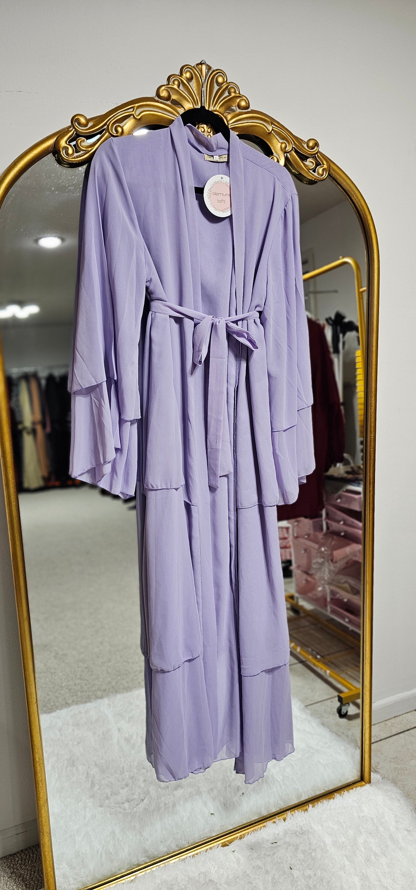 Layered Chiffon Abaya - Lavender