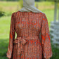 Pleated Satin Maxi Dress - Orange