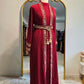 Embroidered calligraphy 3 PC kaftan Dress - Red