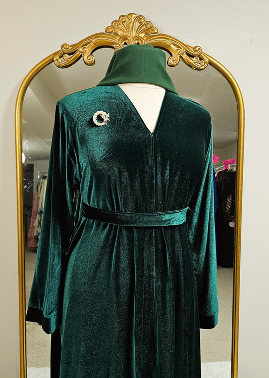 Royal Velvet Abaya - Royal Green