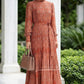 Pleated Satin Maxi Dress - Orange