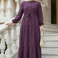 Crinkle Drawstring Maxi Dress- Purple