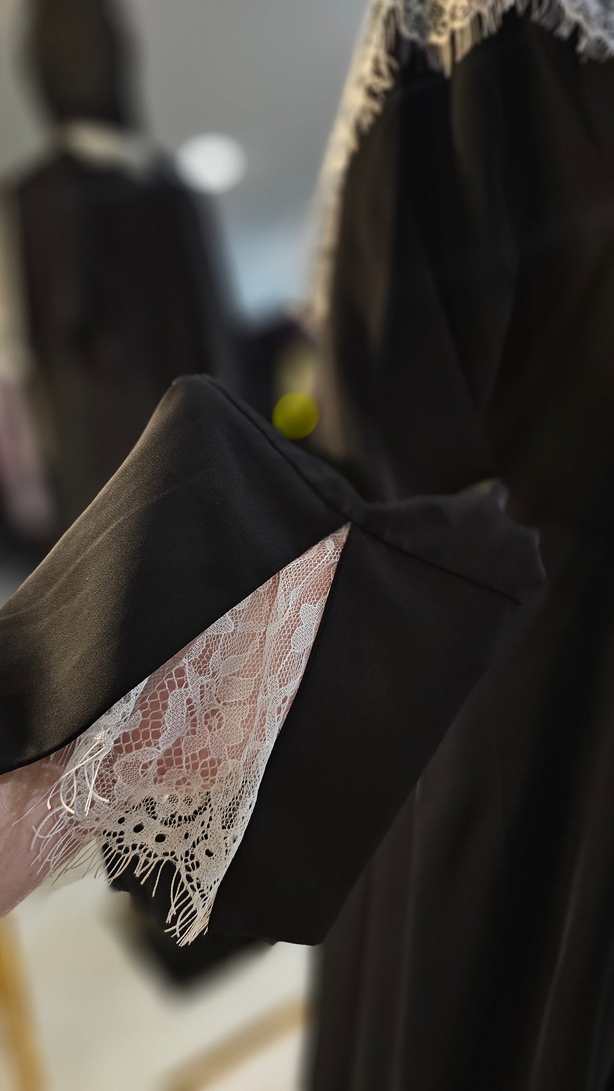 Peekaboo Lace Abaya with Matching Hijab - Classic Black