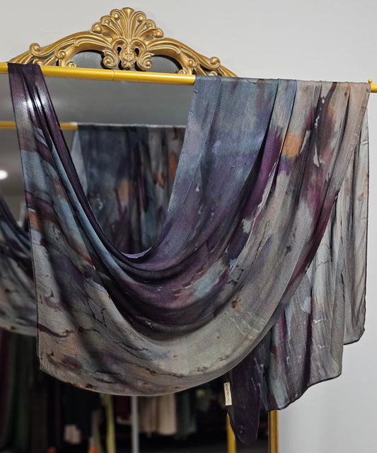Premium Printed Bamboo Modal Hijab - Dark Marble