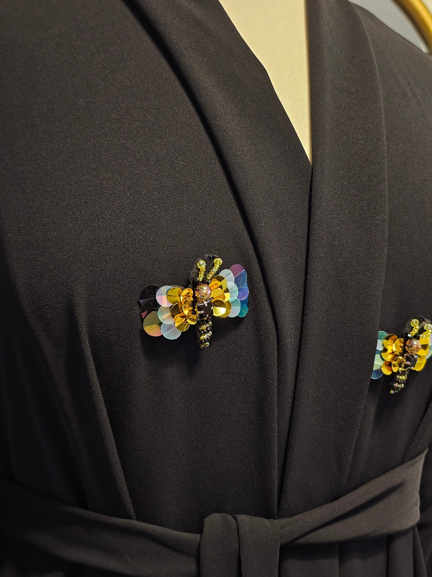 Dragonfly Open Abaya - Black