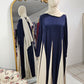 Colorblock Flowy Umbrella Abaya - Classic Navy