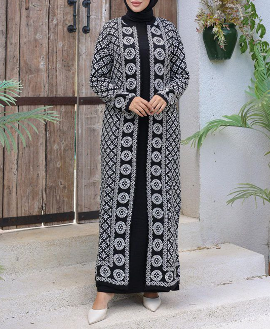 Maxi Knit Dress and Cardigan 2pc Set - Pattern 1