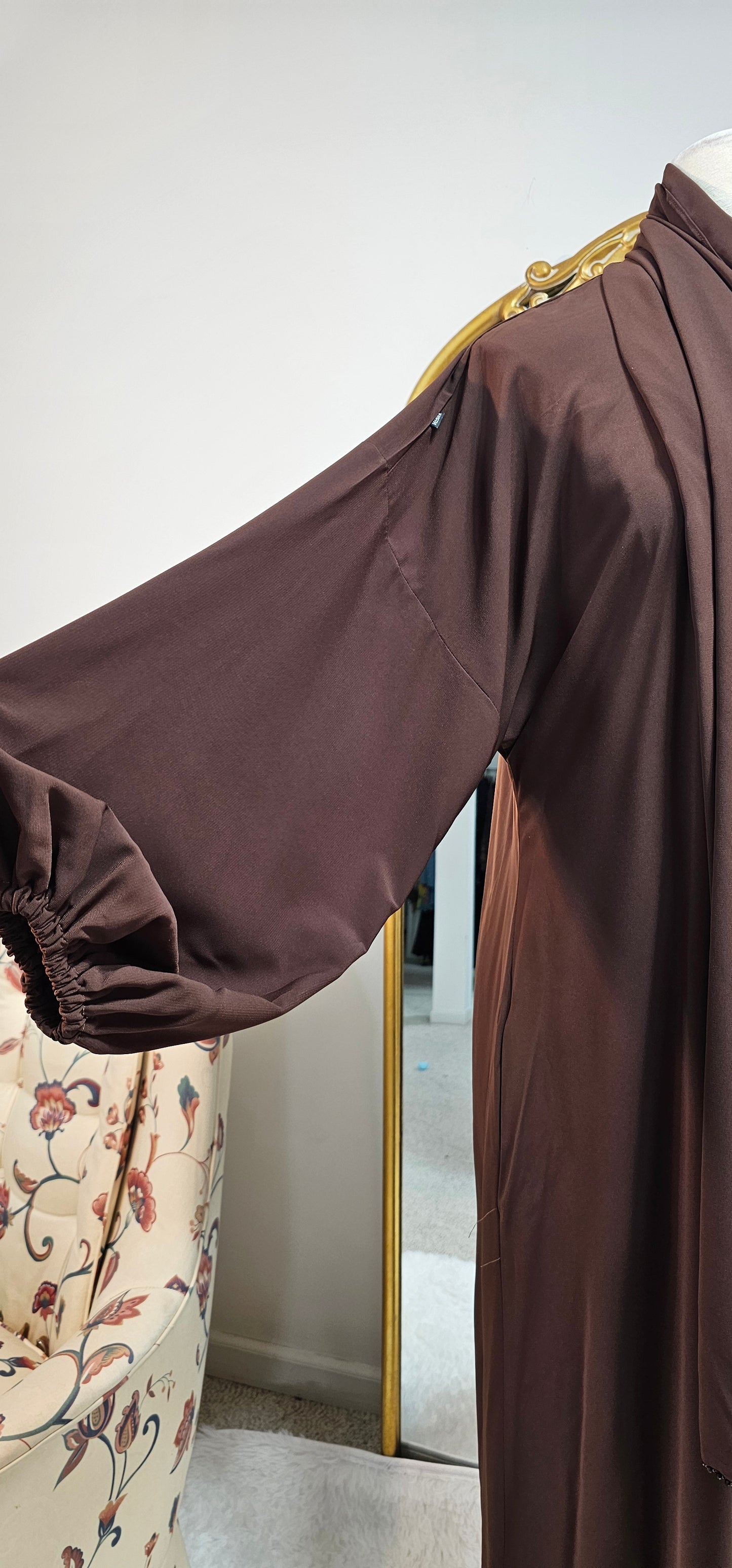 Medina Silk Abaya with Matching Attached Hijab - Brown