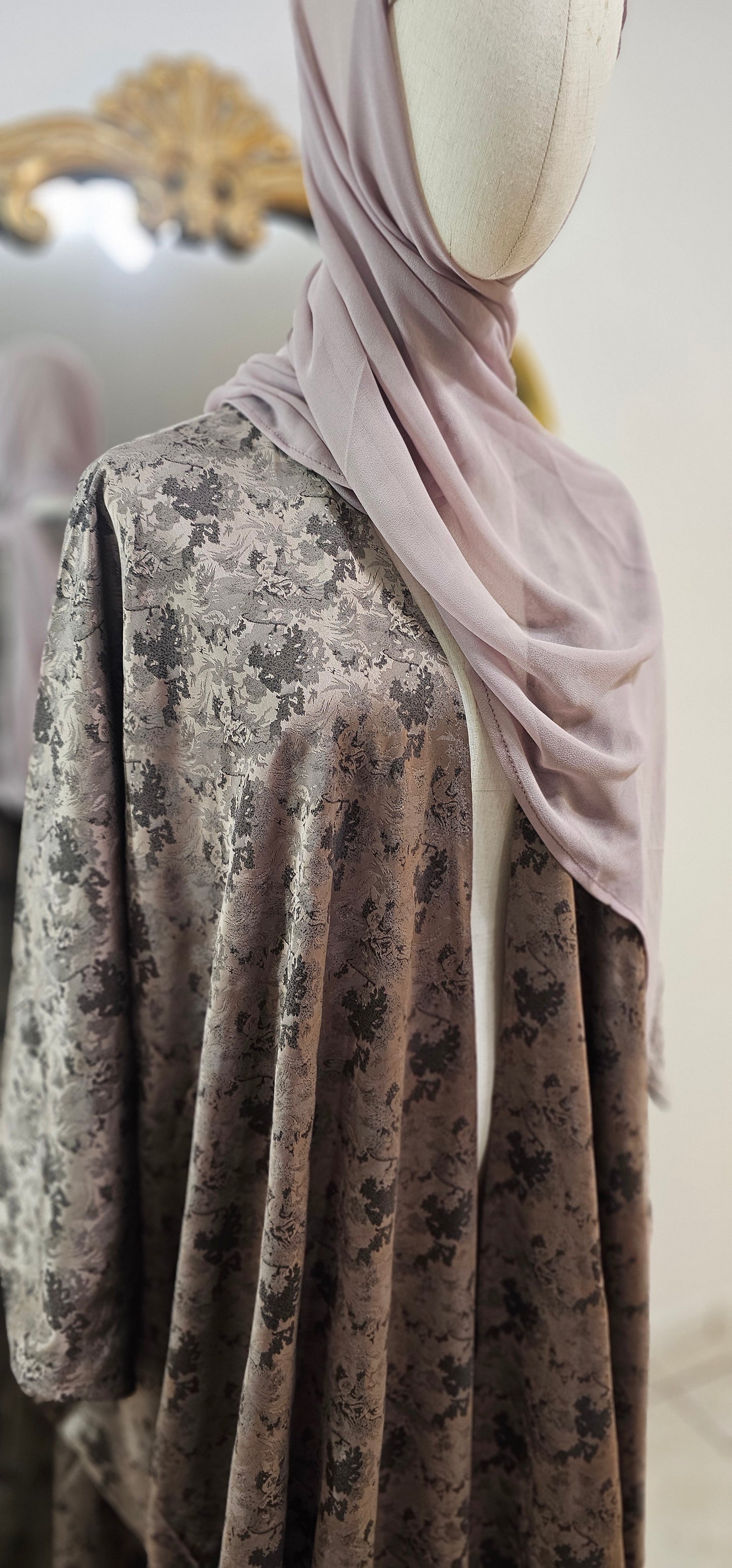 Satin Open Butterfly Abaya with Matching Hijab
