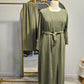 Crinkle Stitched 3 PC Abaya - Green