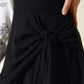 Side Tie Faux Wrap Maxi Skirt - Black