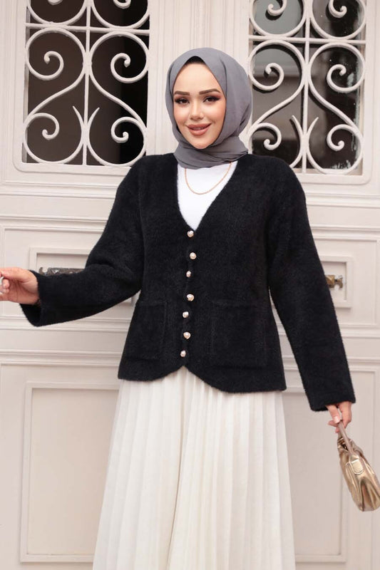 Soft and Fuzzy Cardigan - Black