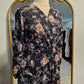 Tiered Floral Faux Wrap Dress - Black