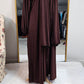 Medina Silk Abaya with Matching Attached Hijab - Brown