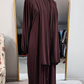 Medina Silk Abaya with Matching Attached Hijab - Brown