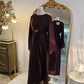 Faux Wrap Gold Brooch Maxi Dress - Burgundy