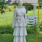 Pleated Maxi Dress with Sparkle Sleeves - Ivory