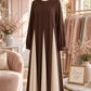 Coloblock Flowy Umbrella Abaya - Rich Brown