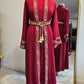 Embroidered calligraphy 3 PC kaftan Dress - Red