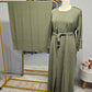 Crinkle Stitched 3 PC Abaya - Green