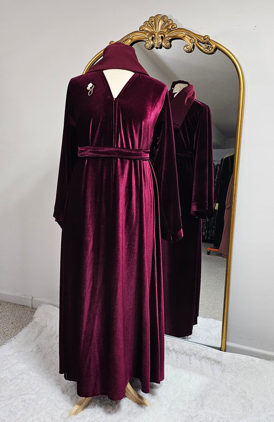 Royal Velvet Abaya- Royal Red