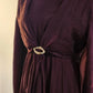 Faux Wrap Gold Brooch Maxi Dress - Burgundy