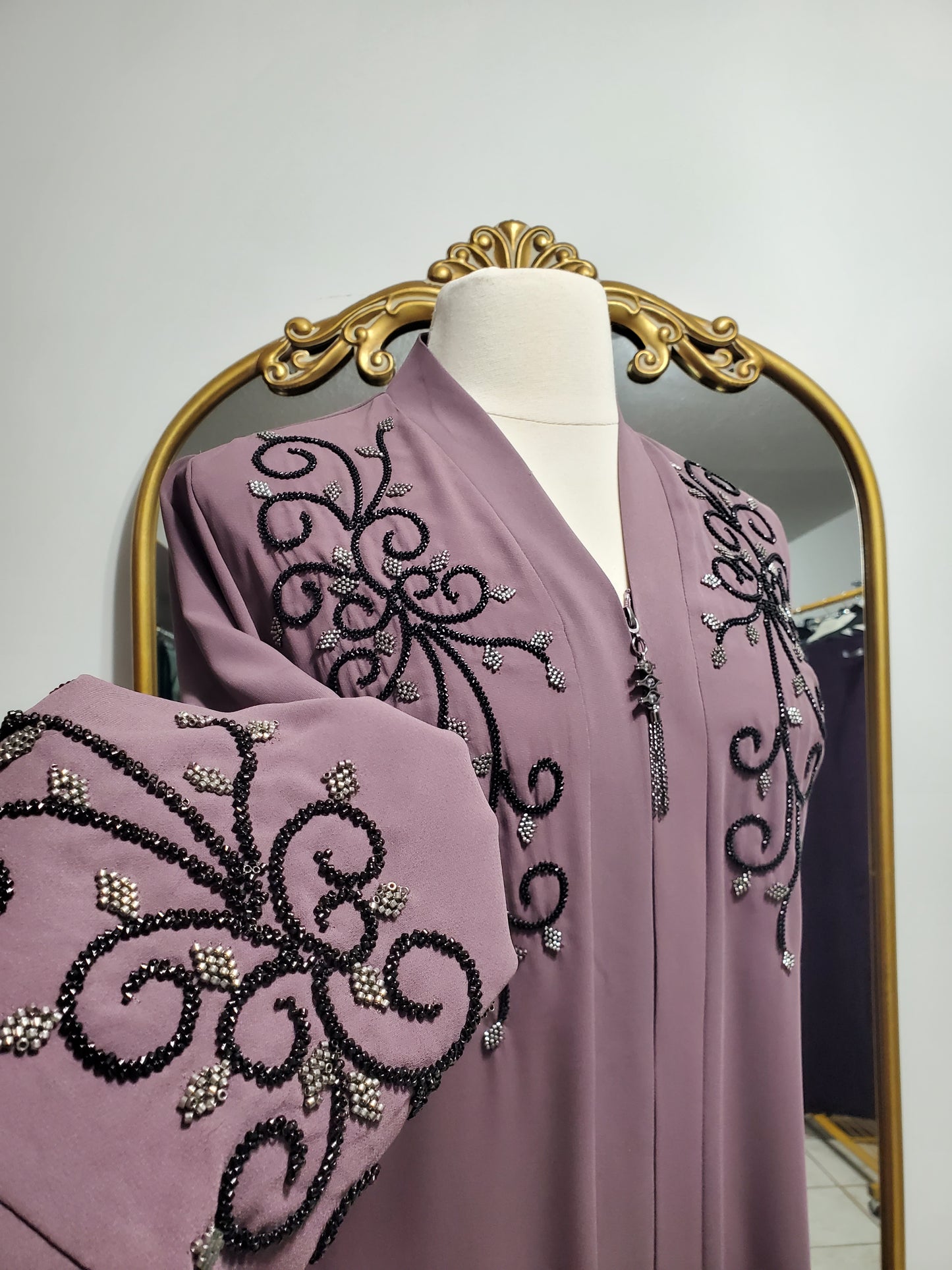 Beaded Lux Abaya - Purple