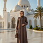 Button Contrast Lines Flowy Abaya - Mocha