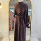 Asymmetrical Overlay Ruched Sleeve Abaya - Dusty Mocha