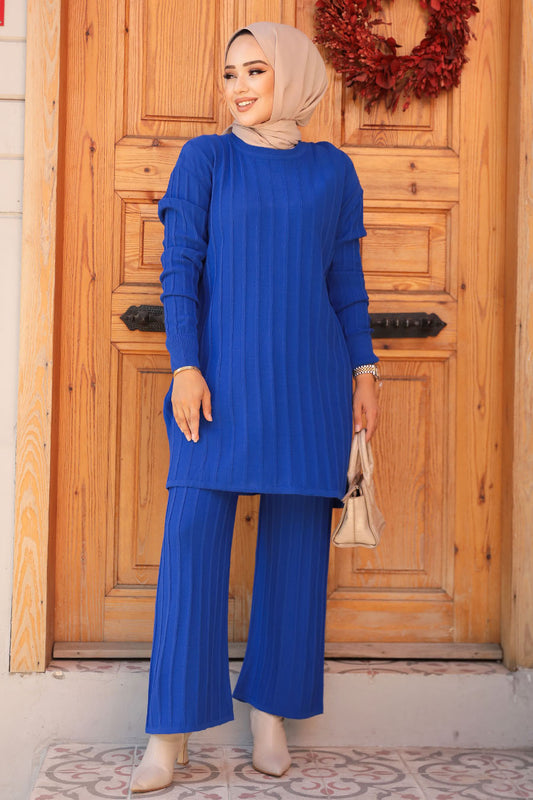 Ribbed knit 2PC Set - Royal Blue