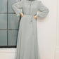 Chiffon Button Detail Maxi Dress - Silver Gray